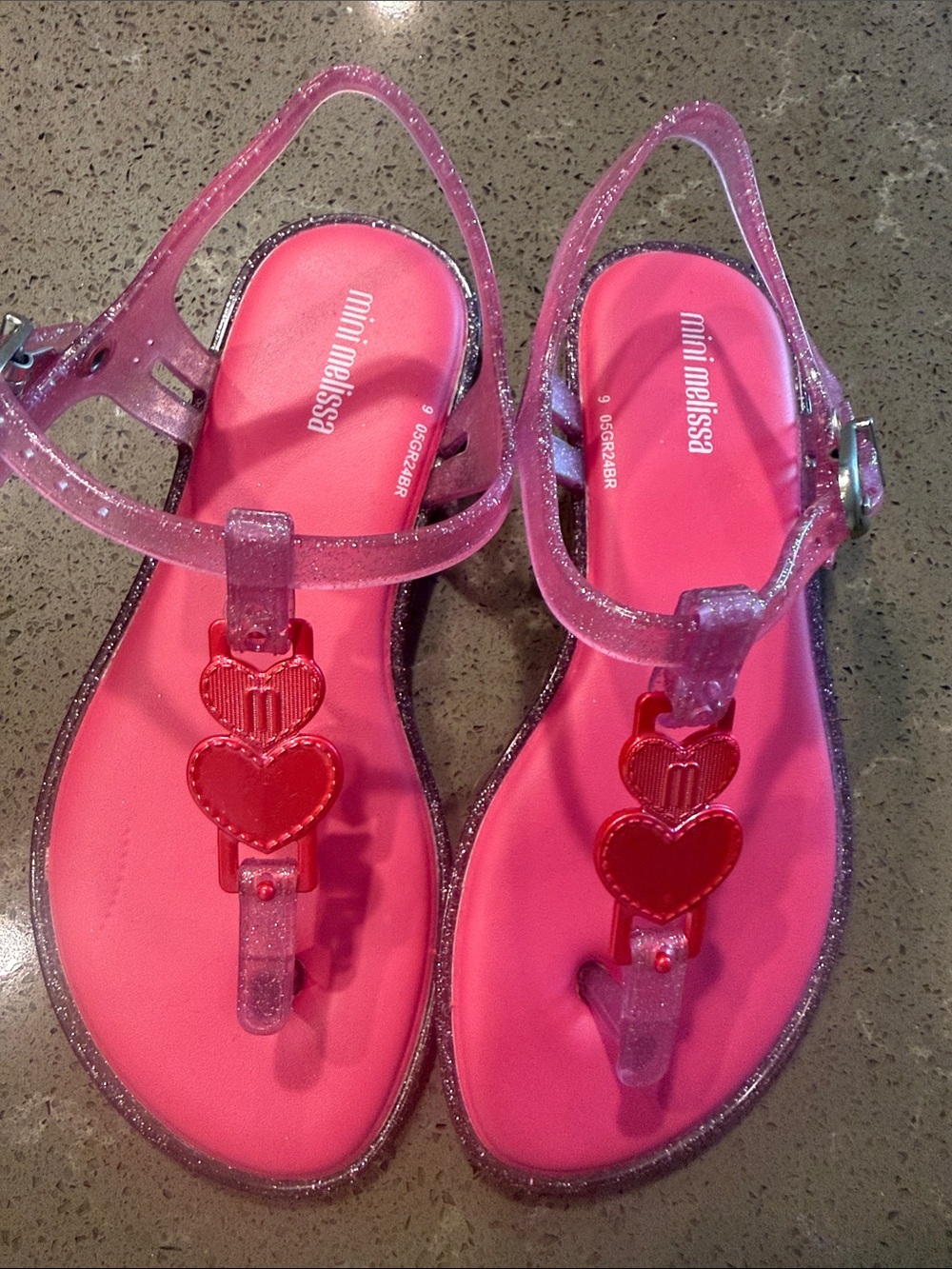 New! Mini Melissa Solar Pink Glitter Jelly Sandals
